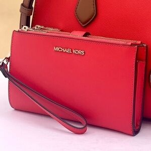 Michael Kors Large DoubleZip Wallet  Wristlet Dark Sangria